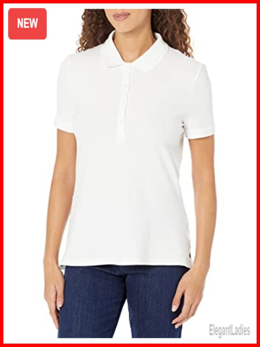 Women's Short Sleeve Collared Polo Shirt Stretch Cotton Jersey